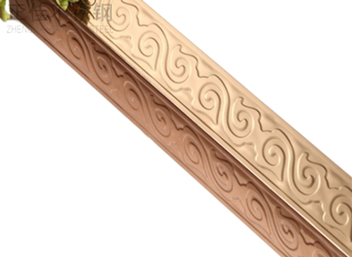 304不锈钢方管玫瑰金花纹2